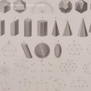 1849 MATH SOLID SHAPES – Antique Engraving – Original German ...