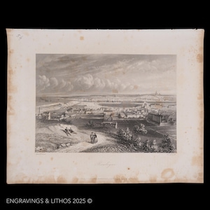 1855  BOULOGNE-SUR-MER, France  - Black and white steel engraving by Albert Henry Payne “Payne’s Universum” Original Print Buy 2 get 1 free