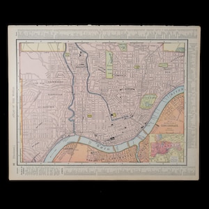 1897 CINCINNATI, OHIO, USA - Original Landkarte von Rand McNally and Company Atlas of the World