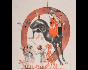 1926 Horsewoman Fantasy – Original La Vie Parisienne Interior Illustration by Vald'Es.