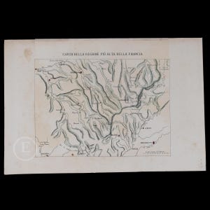1878 Landkarte von der HÖCHSTEN REGION in FRANKREICH - Handkolorierter Stahlstich von “Opere komplett di Buffon” - Seltene Italienische Ausgabe!