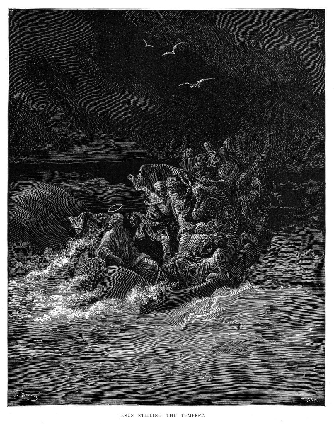 Jesus stilling the tempest Engraving by Gustave Doré | Etsy