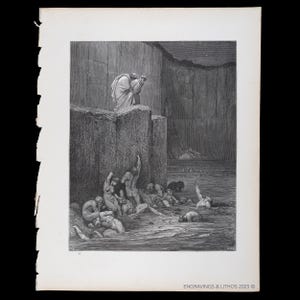 1880 DANTE REBUKES a SINNER  – Original Print from &quot;The Vision of Hell&quot; by Dante Alighieri