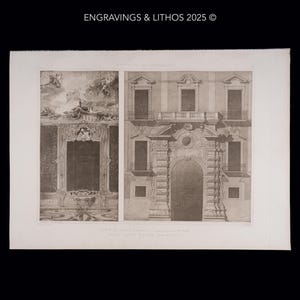 1905 PALACE DOOR in NAPLES and Clerici Palace in Milan - Exquisite Heliogravure - 17 in x 12 in (Crown Folio)