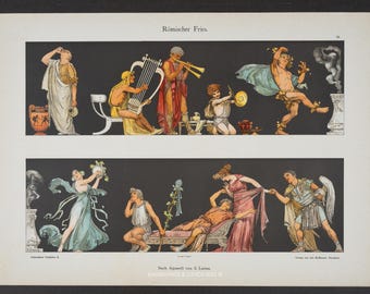 Römischer Fries mit Antiken Figuren – Ornamental Lithographie von Dekorative Vorbilder