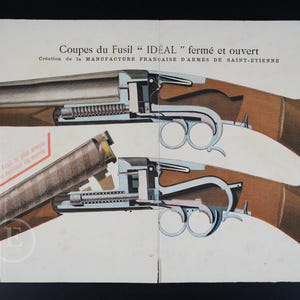 1896  SECTIONS of the &quot;IDEAL&quot; SHOTGUN - Print from &quot;Les chiens de chasse et la théorie de la chasse&quot;  P. Mahler