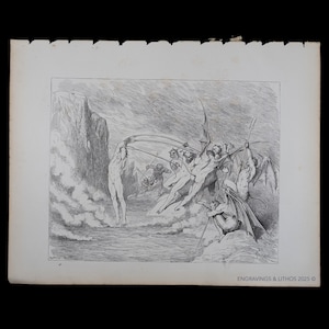 1880 TORTURED BY DEMONS – Original Print from &quot;The Vision of Hell&quot; by Dante Alighieri