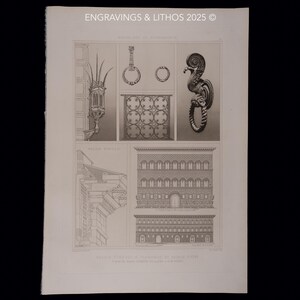 1905 PALAZZO STROZZI in FLORENCE & Decorative Ironwork - Exquisite Heliogravure - 17 in x 12 in (Crown Folio)