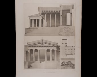 1897 Acropolis of Athens - Hypothetical reconstruction of gateway. EXQUISITE Heliogravure . 17.75 in x 12.5 in (Crown Folio)