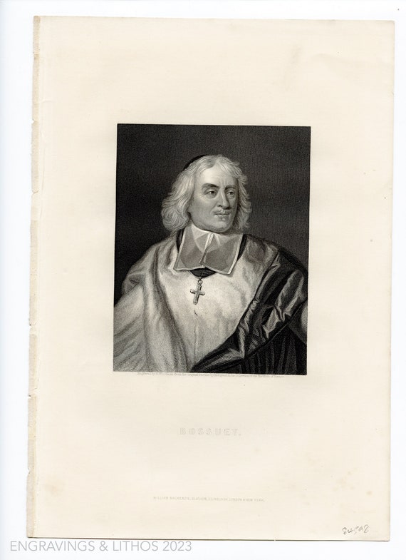 1884 - Jacques-bénigne Bossuet, French Bishop – Steel Engraving