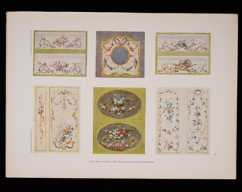 DECORATIVE PANELS -18th Century Designs for Louis XVI Interiors-Pierre Ranson- 1926 Original - Dekorative Vorbilder -Vintage wall art print.