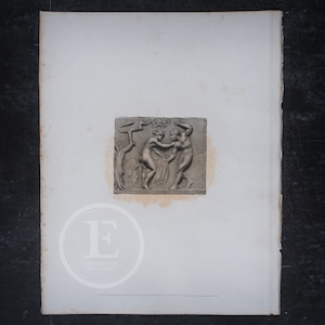 1812 Bas-relief representing a Faun and Nymph -EXQUISITE Original Plate (211 Years Old)te