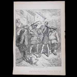 1880 Don QUIXOTE STANDS AMAZED – Gustave Doré Illustration – Original Antique Book Print from Don Quixote – Scarce!