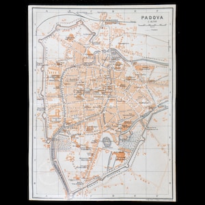 1893 Karte der Stadt Padua in der Region Venetien, Italien - Authentische Lithographie, Leipzig für 'Italie, Manuel du Voyageur' von Karl Baedeker