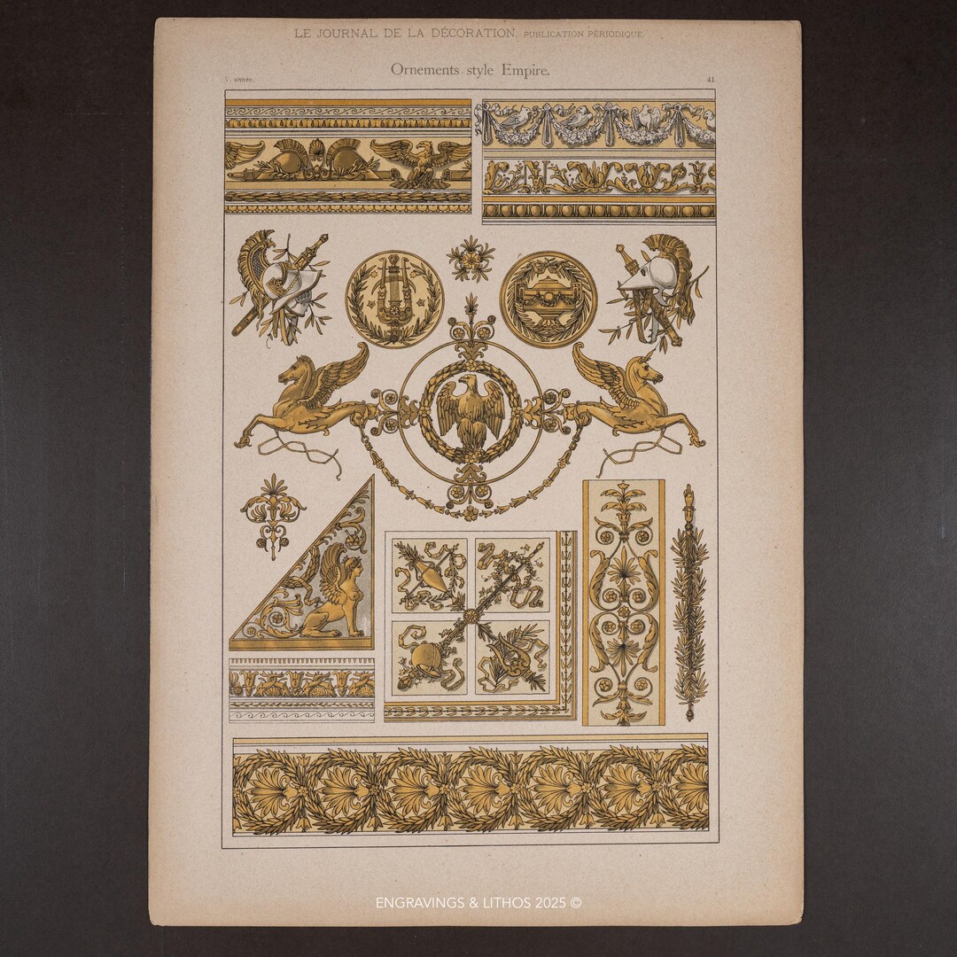1902 EMPIRE STYLE ORNAMENTAL Designs - French Antique Decorative ...