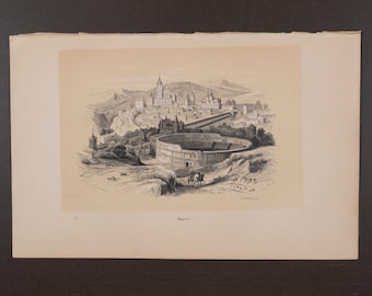 1851 - SEGOVIA, CASTILE and LEON, Spain - Original lithography / Spain by Cavaliere Pietro Giuria.