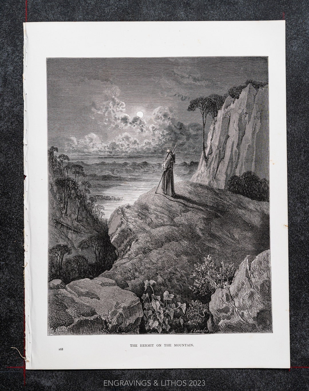 The Hermit On The Mountain Engraving By Gustave Dor Original 