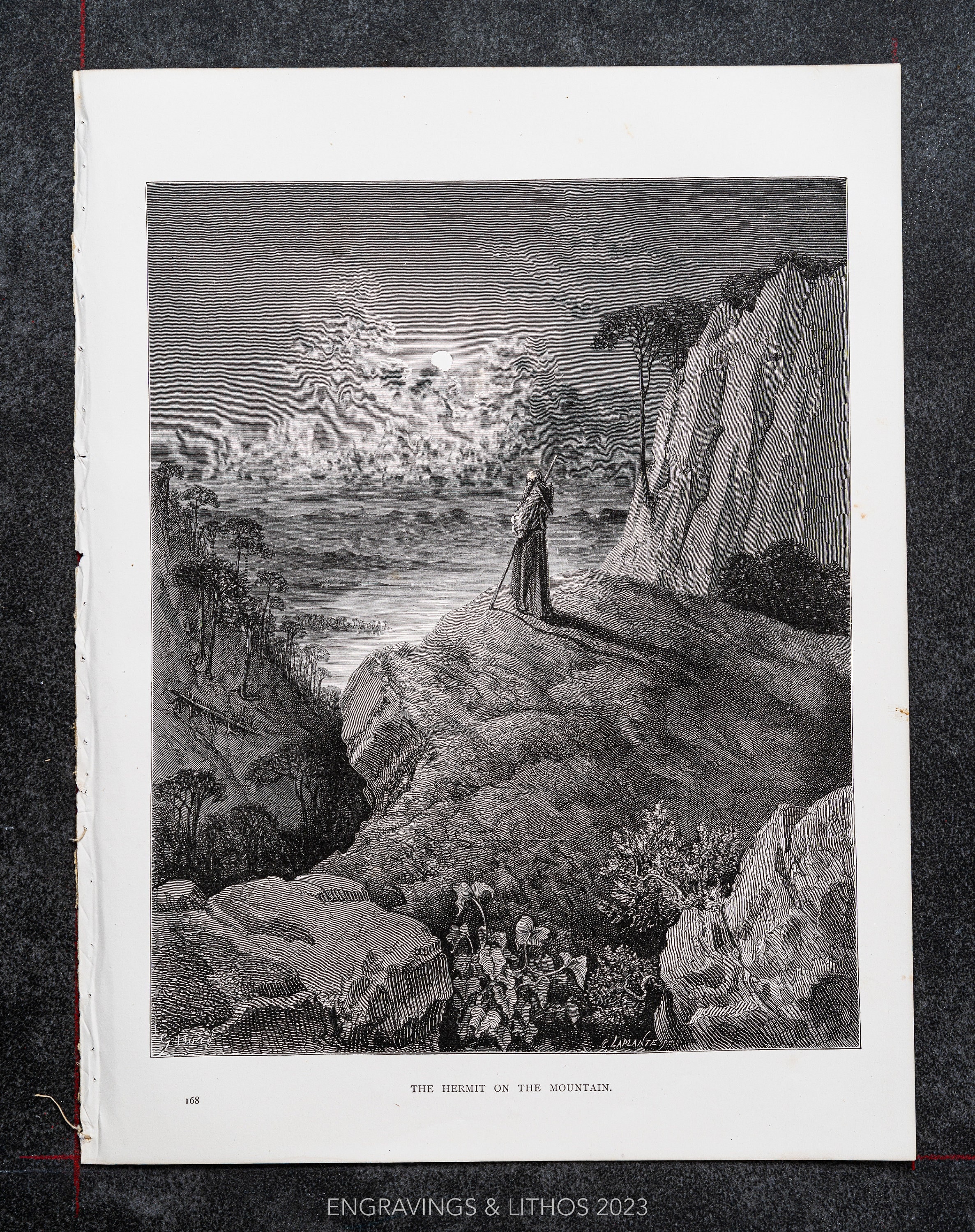 The Hermit on the Mountain Engraving by Gustave Doré - Original 