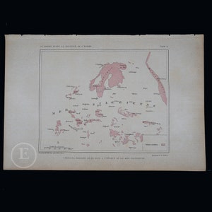 Terres émergentes d'Europe à l'époque de la mer de Silurie - Très rare lithographie couleur « La création de l'homme » par Camille Flammarion 1886