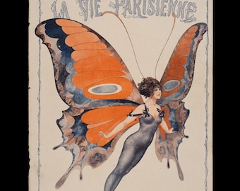 Hada mariposa de verano de 1917 de Charles Hérouard – Portada original poco común de la revista La Vie Parisienne