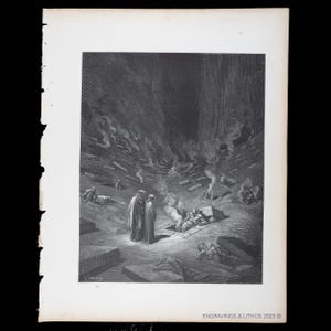 1880 THE FIERY TOMBS – Original Print from &quot;The Vision of Hell&quot; by Dante Alighieri