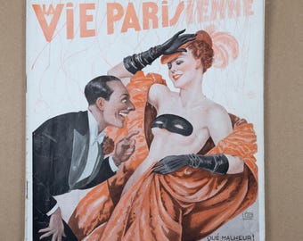 1935 La Vie Parisienne – Original Illustrated French Magazine with Art Deco Cover, Paris Fashion Art