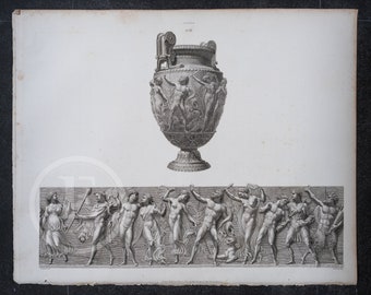 1812 A Bacchanalian Vase/Figures Surrounding the Vase - EXQUISITE Original plate . 1812 (211 Years Old)