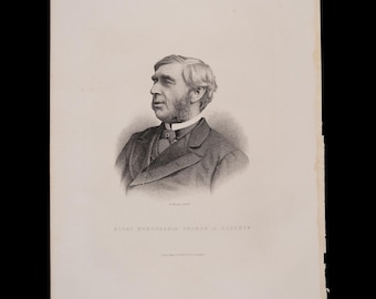 1890 Muy Honorable GEORGE J. GOSCHEN - Litografía original de The Illustrated Globe Encyclopedia - ¡Escasa!