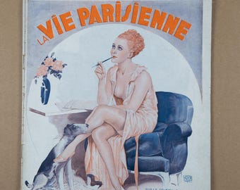 1935 La Vie Parisienne – Original Illustrated French Magazine with Art Deco Cover, Paris Fashion Art