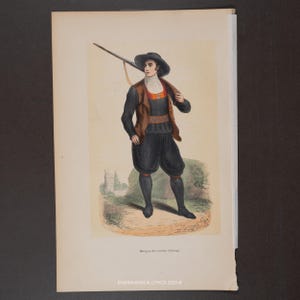 1848 - Maragato Man from the Region of Astorga – Hand-Colored Steel Engraving – Spanish Regional Costume – 19th Century
