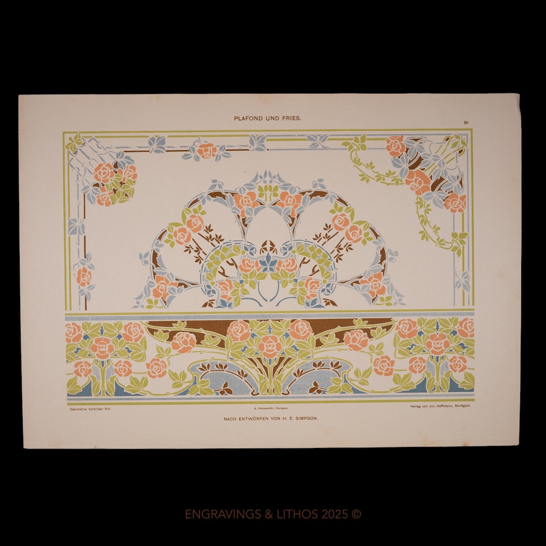 1902 CEILING and FRIEZE DESIGN - H. E. Simpson - Early Art Nouveau ...