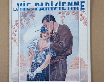 1935 La Vie Parisienne – Original Illustrated French Magazine with Art Deco Cover, Paris Fashion Art