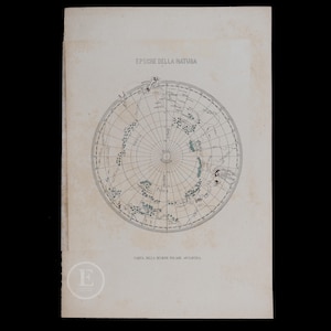1878 Antarktische Polarregion - handkolorierter Stahlstich von “Opere komplett di Buffon” - Seltene italienische Ausgabe!