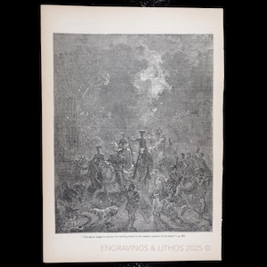 1880 Don QUIXOTE at DOWN with the DUCHESS – Gustave Doré Illustration – Original Antique Book Print from Don Quixote – Scarce!