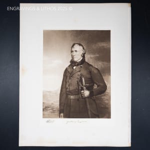 1901 Zachary Taylor Antique Portrait – 12th U.S. President – Engraving from White House Gallery Original Print (16 x20 in) crown folio!