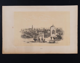 1851  SEVILLE, ANDALUSIA, SPAIN - Original lithography / Spain by Cavaliere Pietro Giuria.