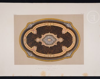 A Marquetry Table Top from FRANCE  – Antique Lithograph from Masterpieces of Industrial Art