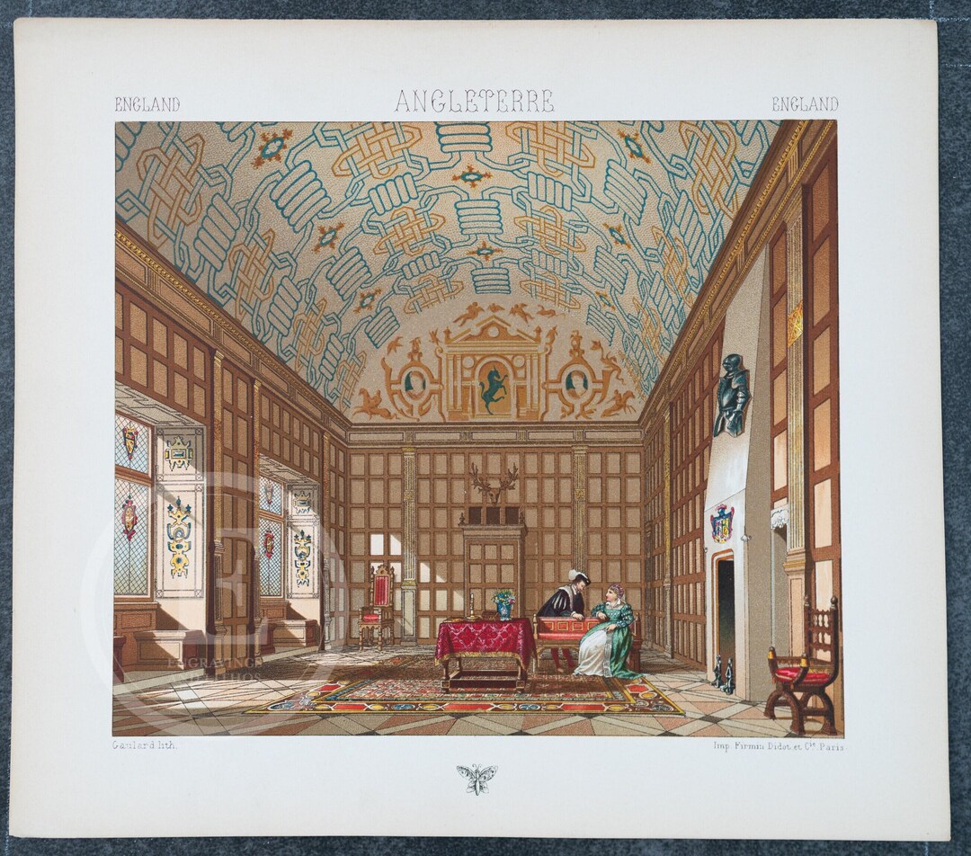 1888 England Antique Interior Palace by A.racinet Lithograph - Etsy