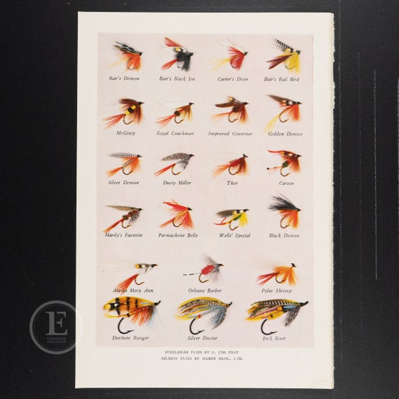 Fly Fishing Lures - Vintage Print From 1940 - Streamer Fly Tying