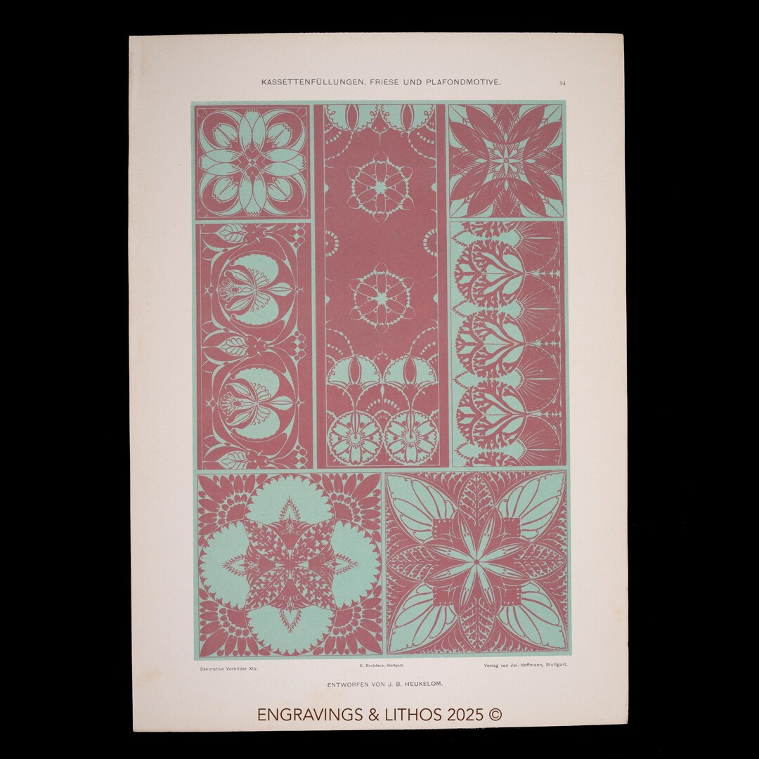 1902 CEILING and FRIEZE MOTIFS - J. B. Heukelom – Early Art Nouveau ...