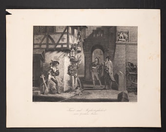 ca1850 FAUST und MEPHIstopHELES - Original Stahlstich aus Payne’s Universum