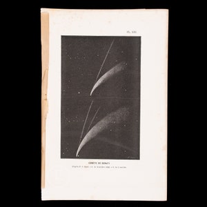 ドナティ彗星の二次尾 - 精巧な版画 - 1877年フランスの天文学書からの希少なオリジナルプリント
