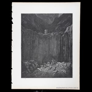 1880 The PIT of the FALSE COUNCELORS – Original Print from &quot;The Vision of Hell&quot; by Dante Alighieri