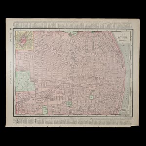 1897 St. LOUIS, MISSOURI, USA - Original Landkarte von Rand McNally and Company Atlas of the World