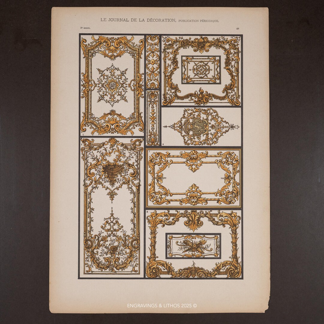 Colonial Rococo Panel 1898 ROCOCO FRAMES & Panel Borders - French Antique Decorative ...