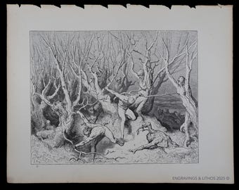 ギュスターヴ・ドレ作 1800年代 神曲 木版画「地獄の第八圏の奥深く