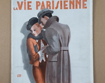 1935 La Vie Parisienne – Original Illustrated French Magazine with Art Deco Cover, Paris Fashion Art