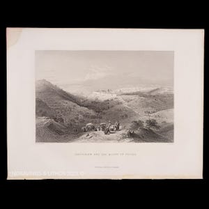 1890  JERUSALEM and the MOUNT of OLIVES - Original lithography from The Illustrated Globe Encyclopedia - Scarce!