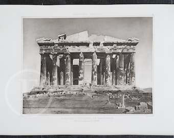 Acropolis of Athens , Parthenon . EXQUISITE Heliogravure . ca1900 .  17.75 in x 12.5 in (Crown Folio)