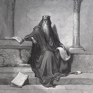 Solomon engraving by Gustave Doré - Original engraving from &quot;The Dore Gallery&quot; Edmund Ollier 1870